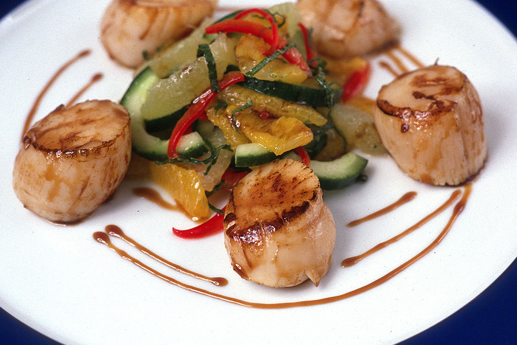Fat Pan Fried Scallops with Herb Citrus Salad
